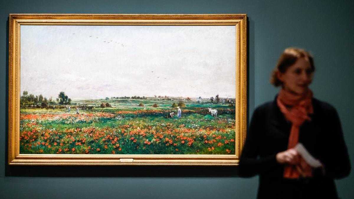 &#039;Fields in the Month of June&#039; de Charles Francois Daubigny, en la exposición impresionista. (Francia).