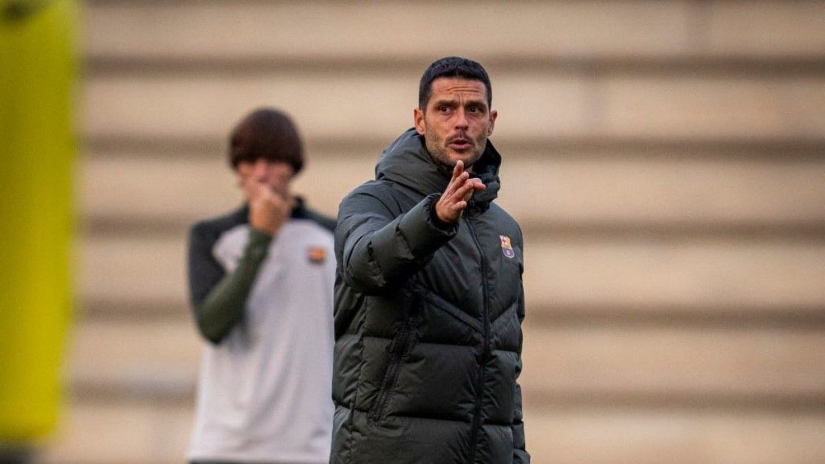 Óscar López en el último entrenamiento del Juvenil A antes de jugar contra el Oporto