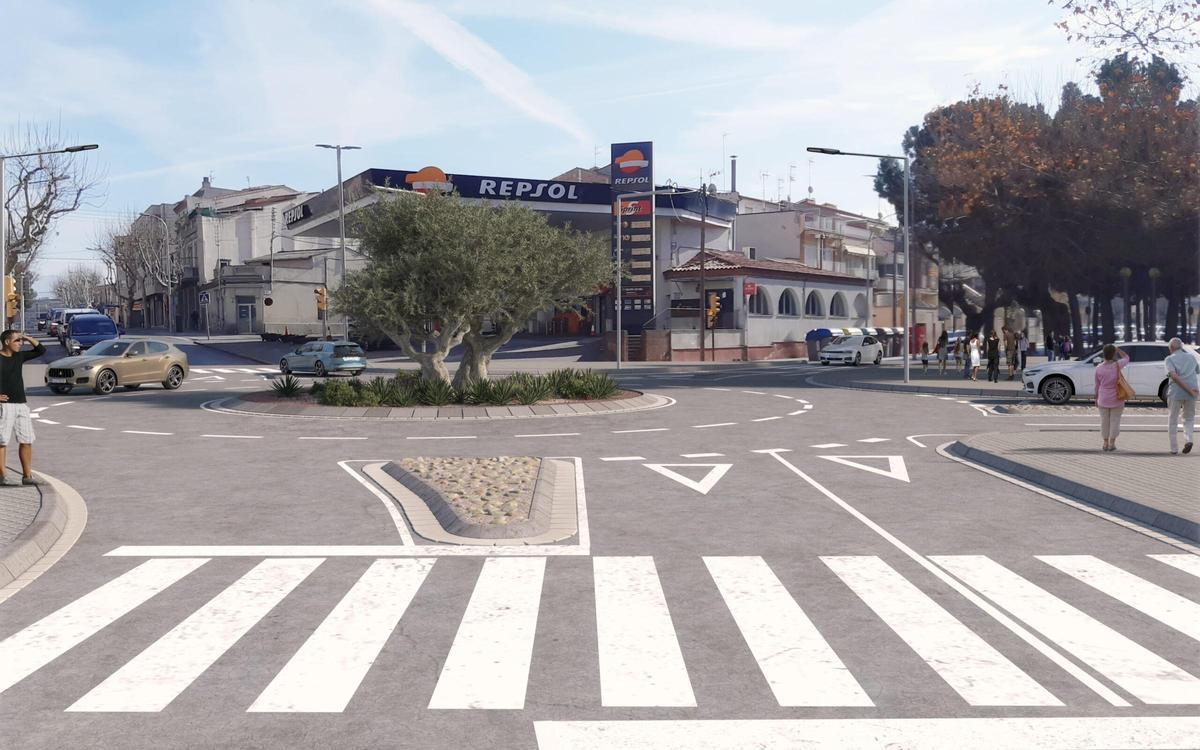 Render inclòs a la memòria del Pla de Mobilitat d’Igualada aprovat el 2022 que mostra una possible rotonda a l’encreuament del Mirasol