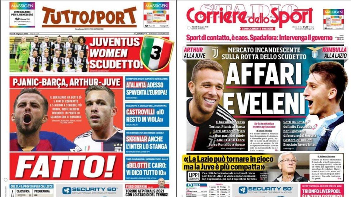 Las portadas de 'Tuttosport' y 'La Gazzetta dello Sport' aseguran que el acuerdo es un hecho