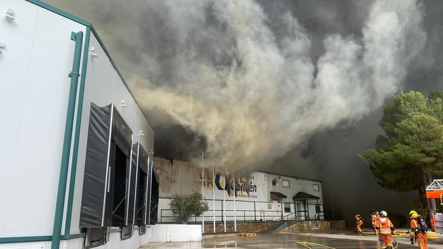 Incendio en la planta de Huevos Guillén en Sinarcas