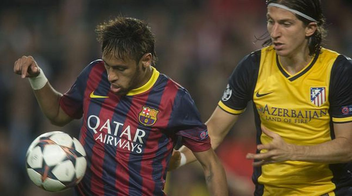 Neymar i Filipe Luis, durant l’anada de quarts de la Champions al Camp Nou. Neymar i Filipe Luis, durant l’anada de quarts de la Champions al Camp Nou.
