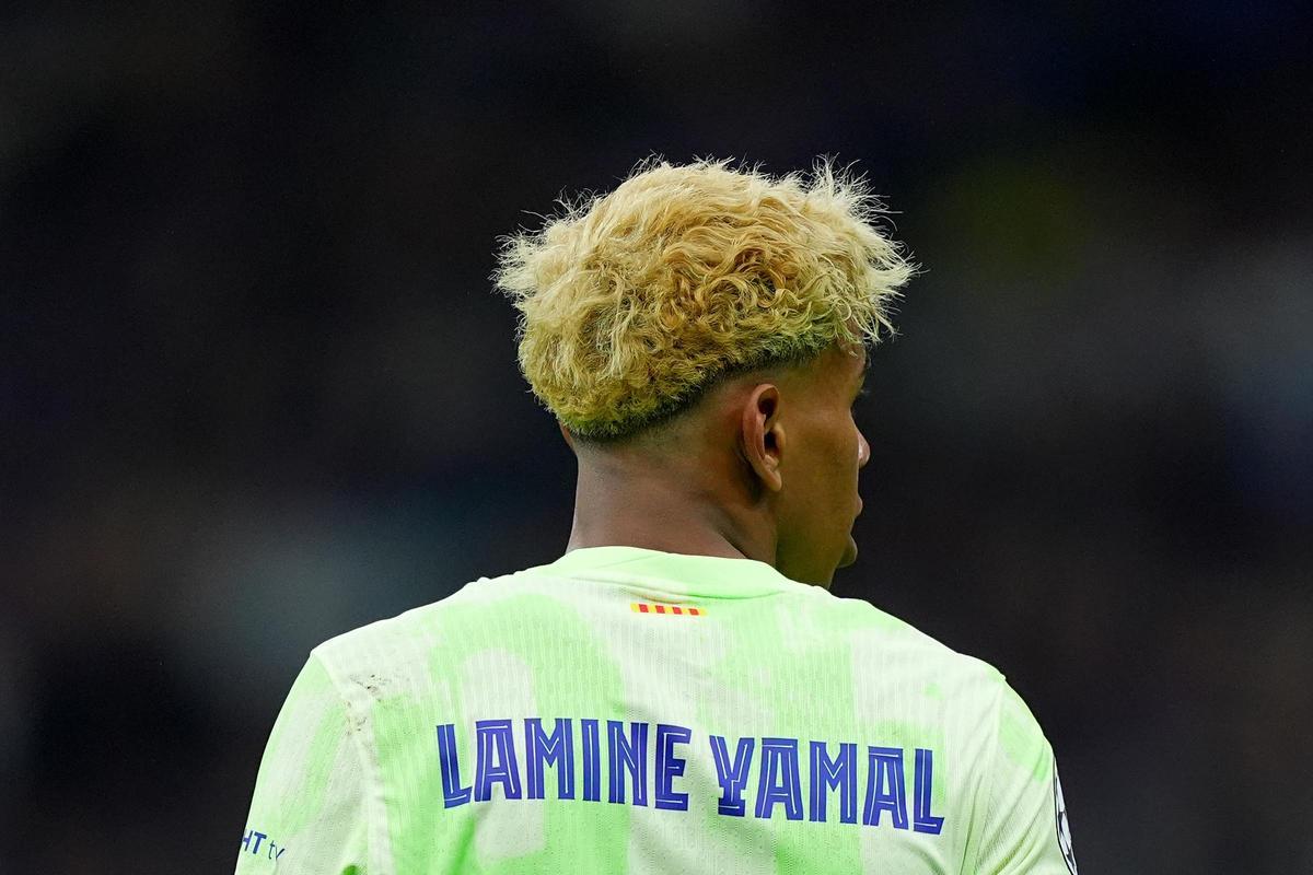 Lamine Yamal, delantero del Barça, en su partido en San Siro. Lamine Yamal, delantero del Barça, en su partido en San Siro.