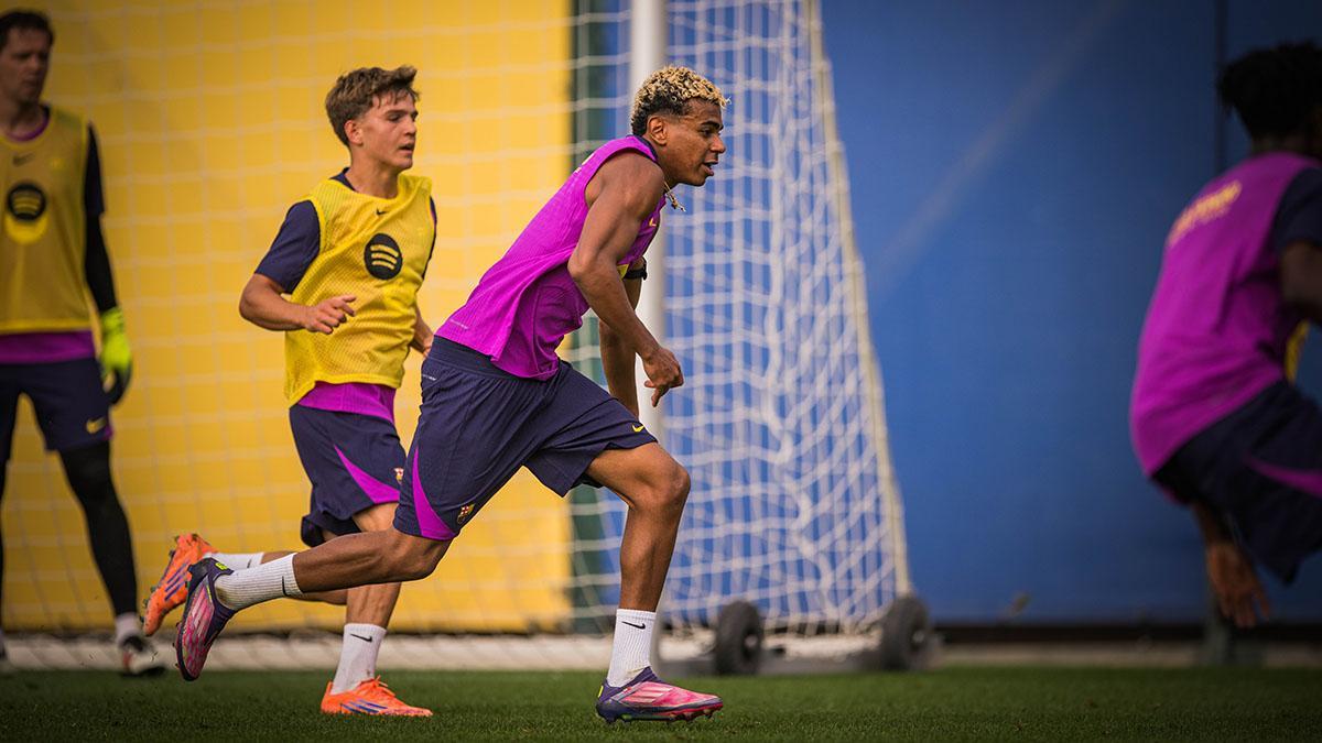 Lamine y Fermín se ejercitan con normalidad y apuntan a Girona en una sesión con muchos jugadores del filial