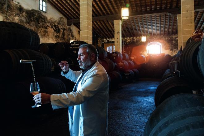 Winemaker in the Tradición sherry winery. Jerez de la Frontera. Cadiz. Spain
