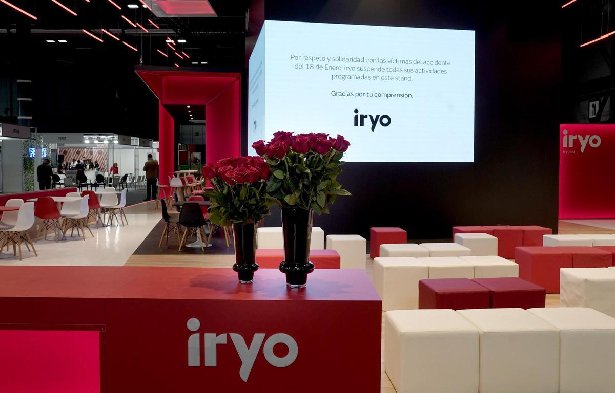El estand de Iryo, sin gente ni actividad en la primera jornada de Fitur en Ifema, Madrid