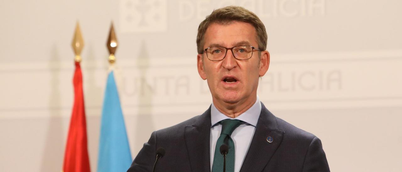 Alberto Núñez Feijóo en la rueda de prensa tras el Consello de la Xunta.