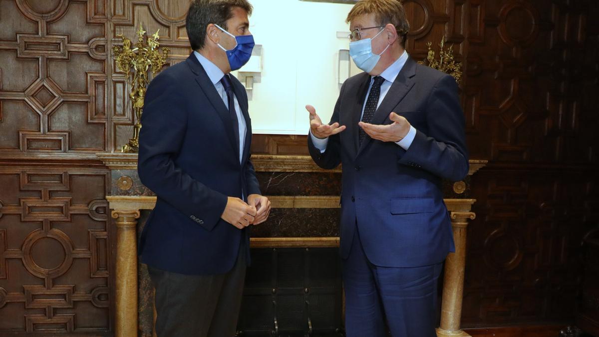 Mazón y Puig, en el último encuentro mantenido en el Palau de la Generalitat, el pasado mayo