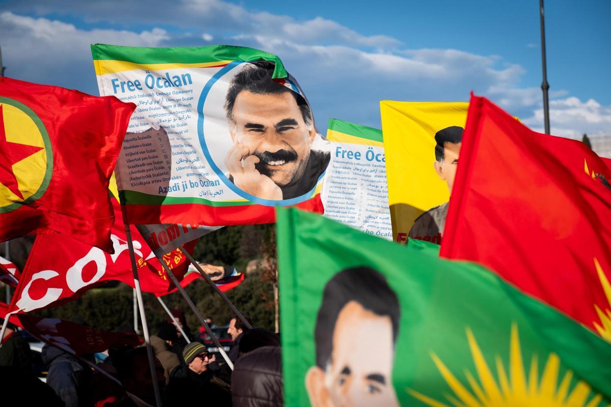 Una concentración en Roma para pedir la líberación de Abdullah Öcalan.