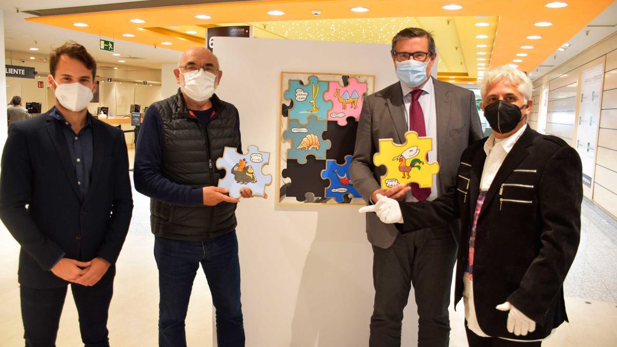 Oscar Segrelles, Ortifus, Pau Pérez Rico y Ximo Tébar en la exposición de El Corte Inglés.