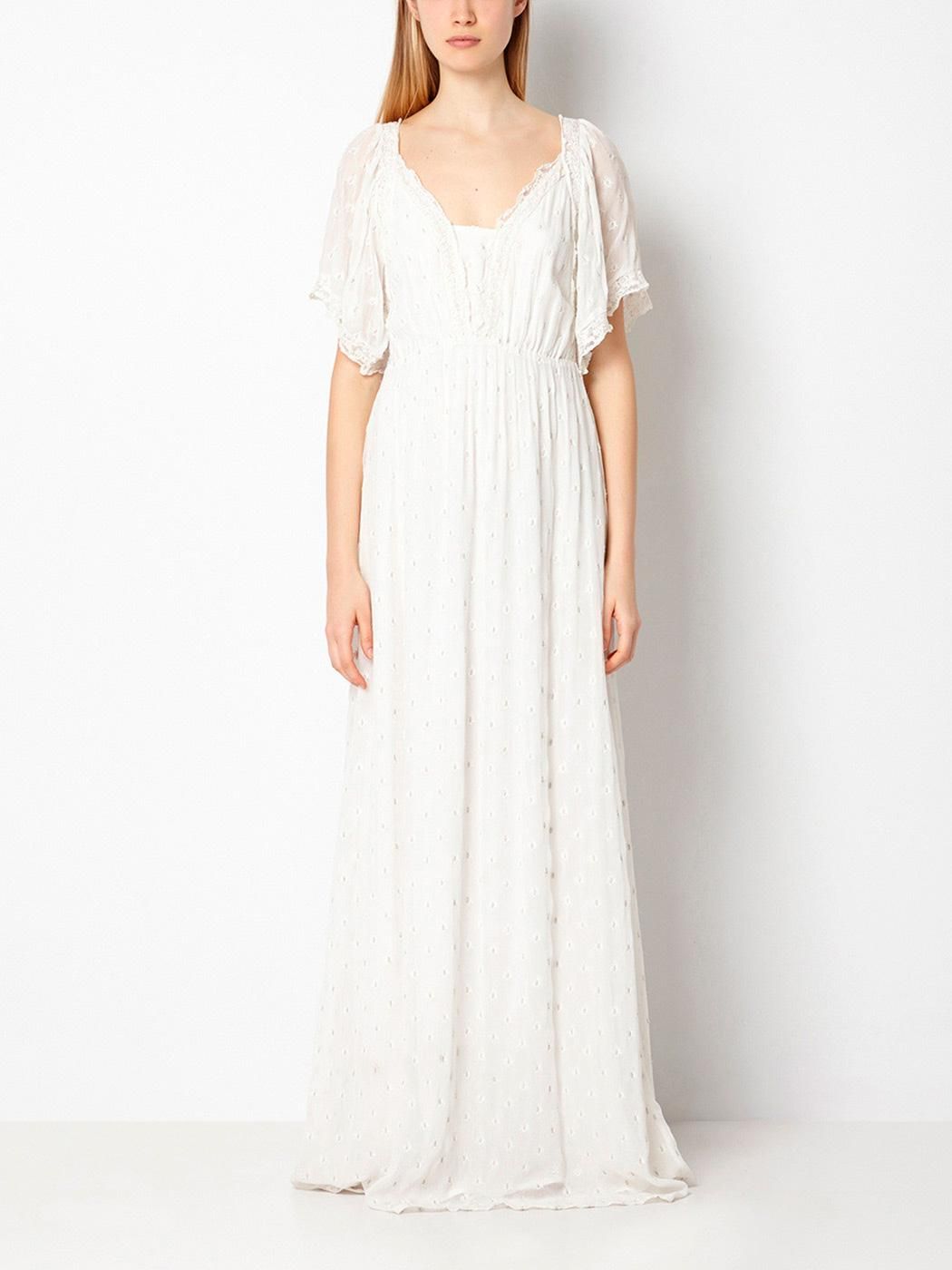 Vestido con bordados y encaje de Hoss Intropia 380€