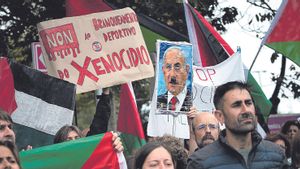 Manifestantes pro Palestina en la última edición de la Vuelta
