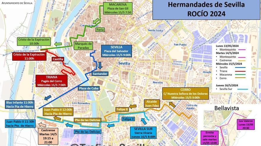Rocío 2024 en Sevilla: salidas de las hermandades y cortes de tráfico