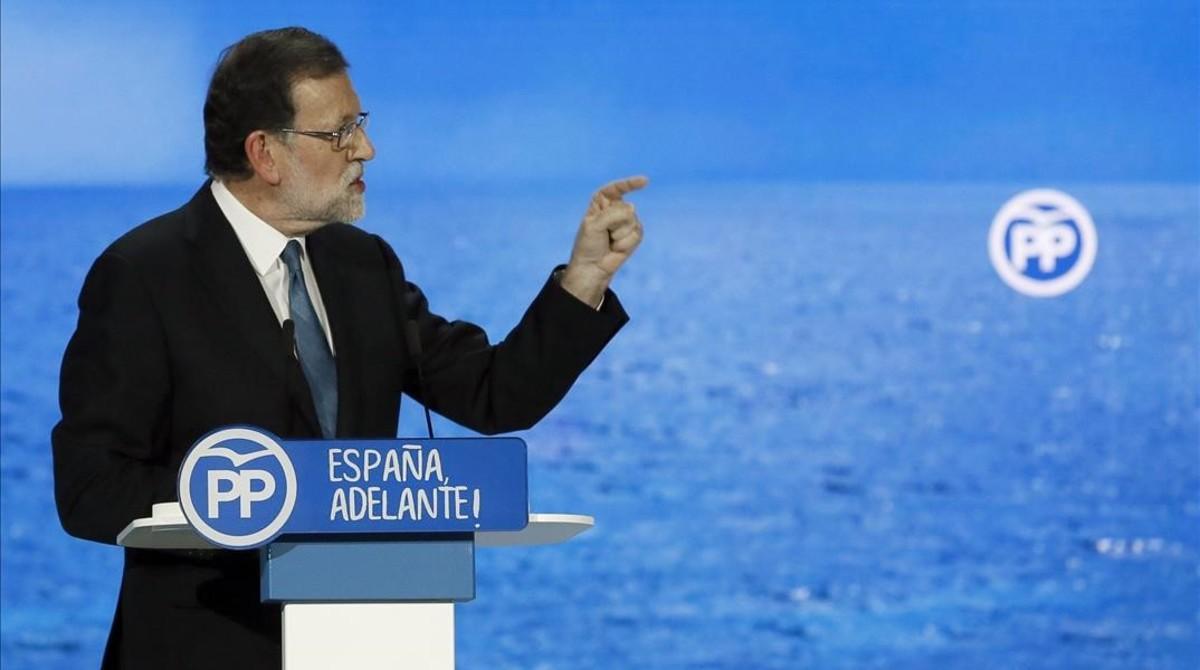 Mariano Rajoy, durante su intervención de este sábado en el congreso del PP.