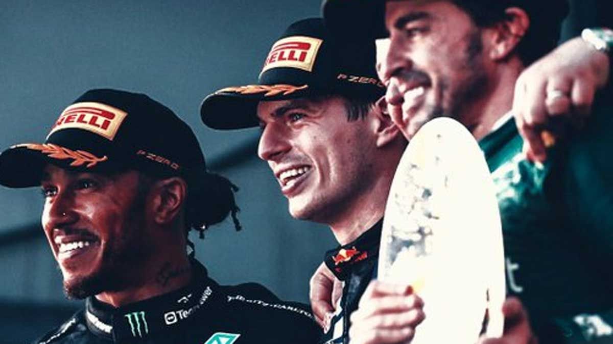 Hamilton, Verstappen y Alonso, en el podio del GP de Australia