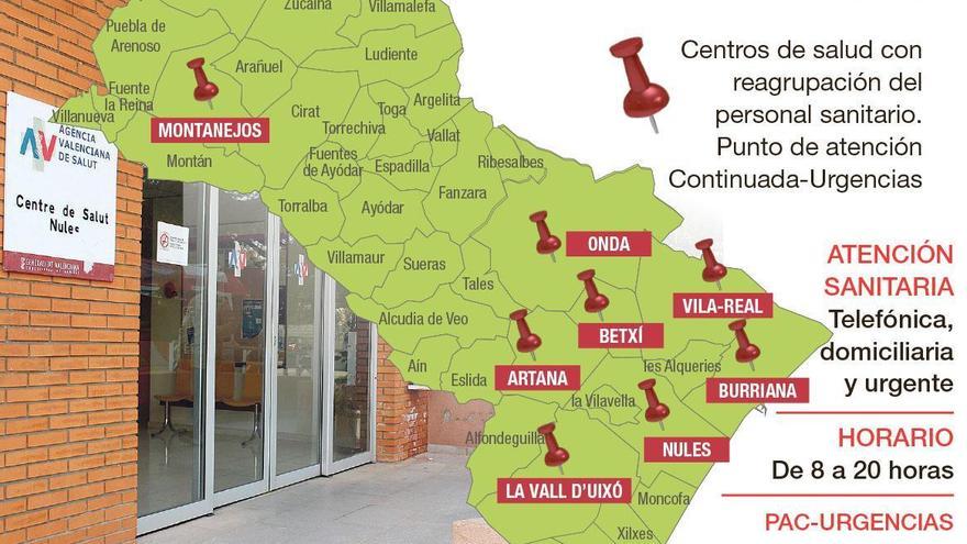 Sanidad agrupa en ocho centros de salud el servicio del área de la Plana por el coronavirus