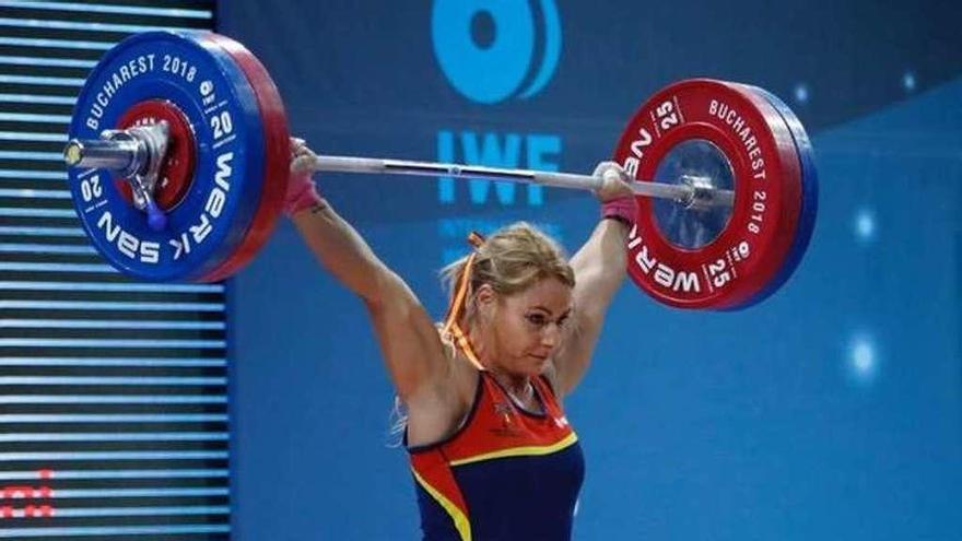 Lydia Valentín, en plena acción durante el Campeonato de Europa.