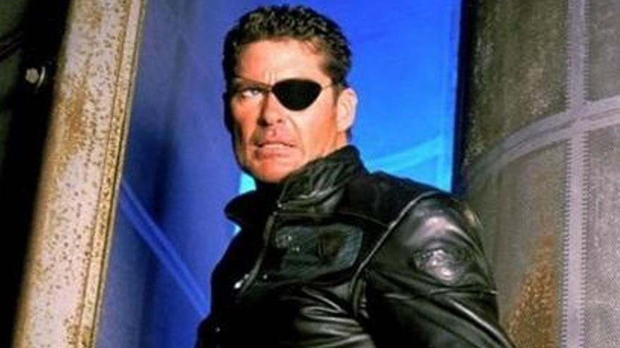 David Hasselhoff como Nick Fury en el telefilm &#039;Objetivo Manhattan&#039;.