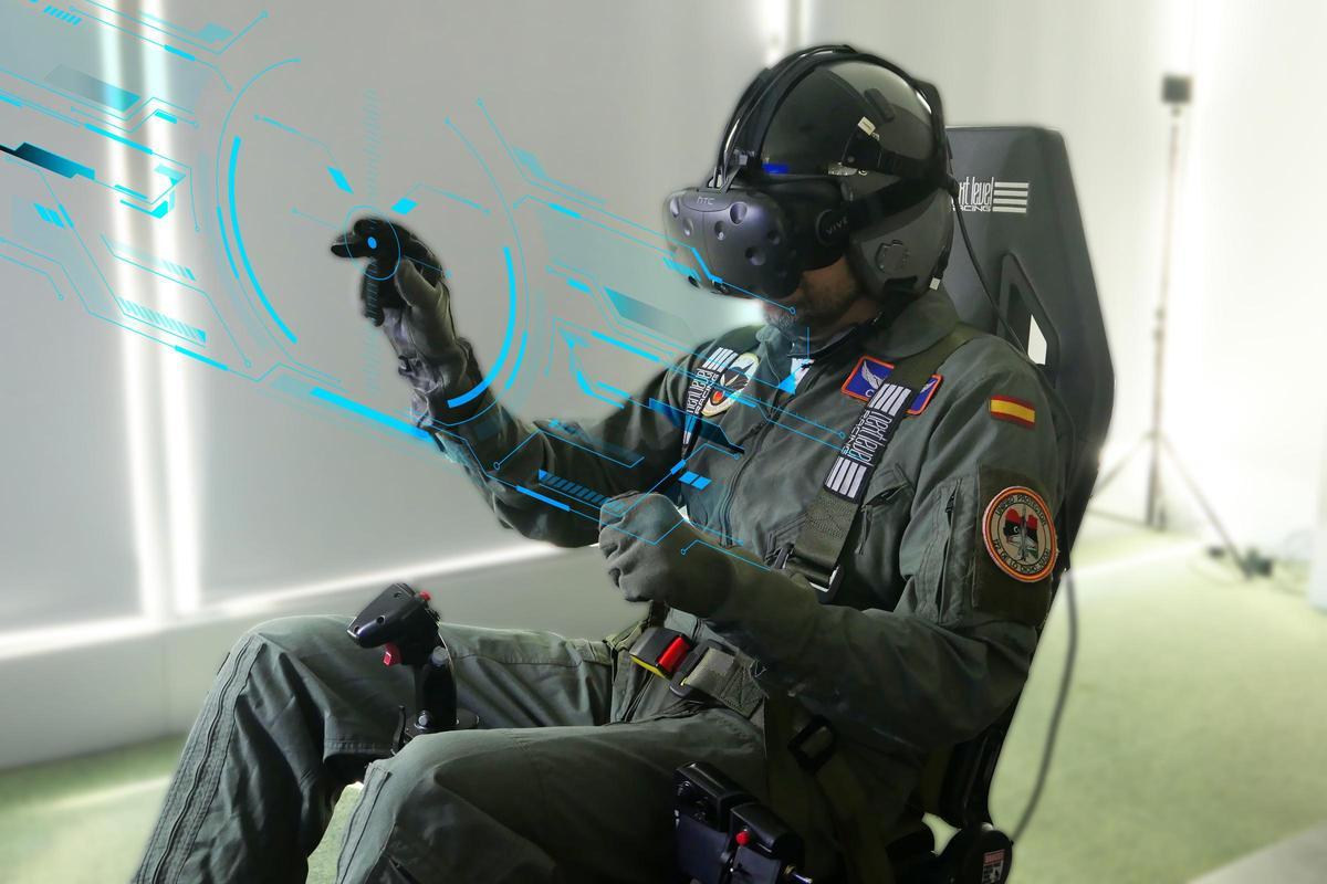 Simulador virtual de un puesto de piloto militar.