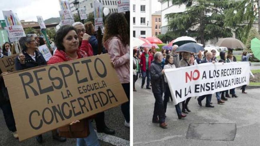 La red concertada y la pública protestan contra los recortes