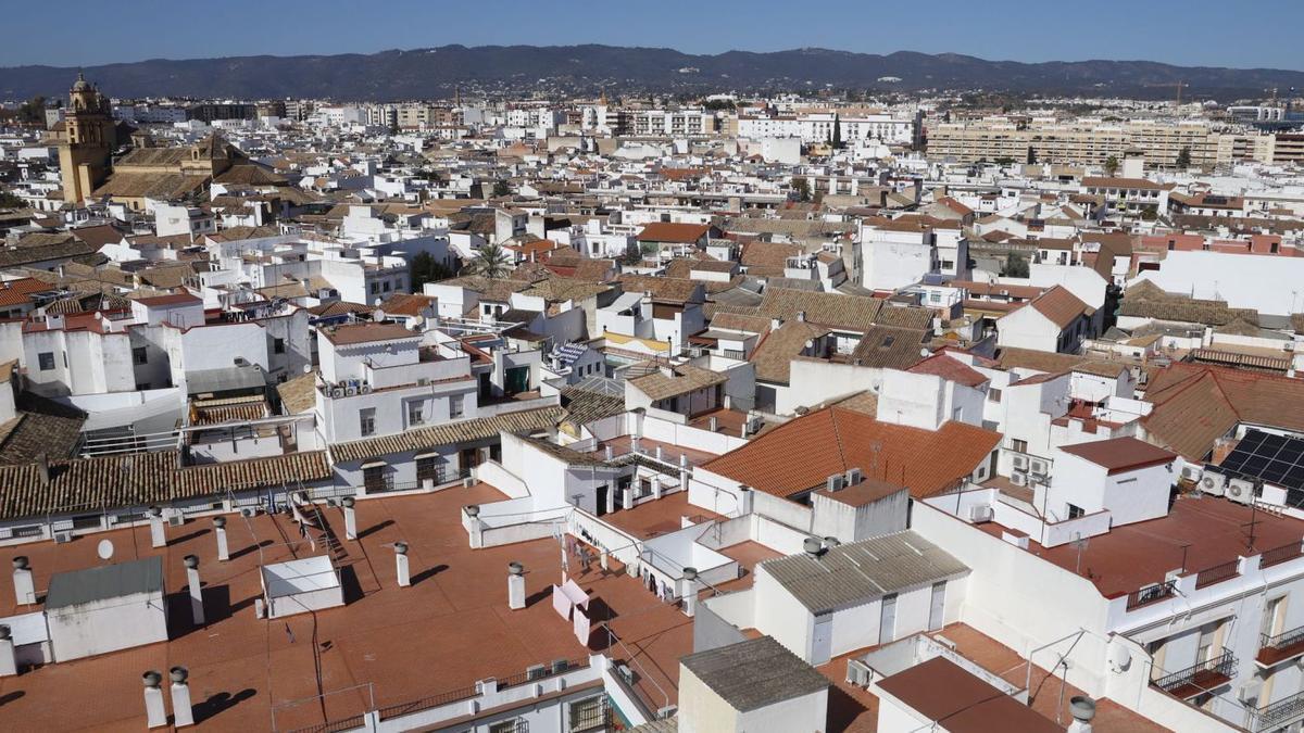 Panorámica de viviendas en el casco histórico y la zona centro de Córdoba capital.