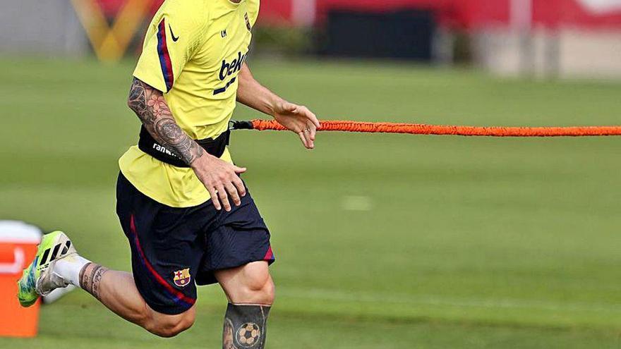 Messi, durante un entrenamiento en Barcelona.