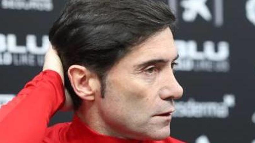 Marcelino, durante la rueda de prensa de ayer en la Ciudad Deportiva de Paterna.