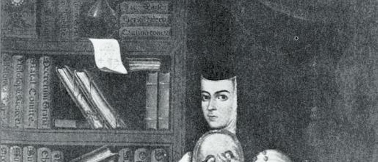 Sor Juana Inés de la Cruz, retrato por Juan de Miranda.