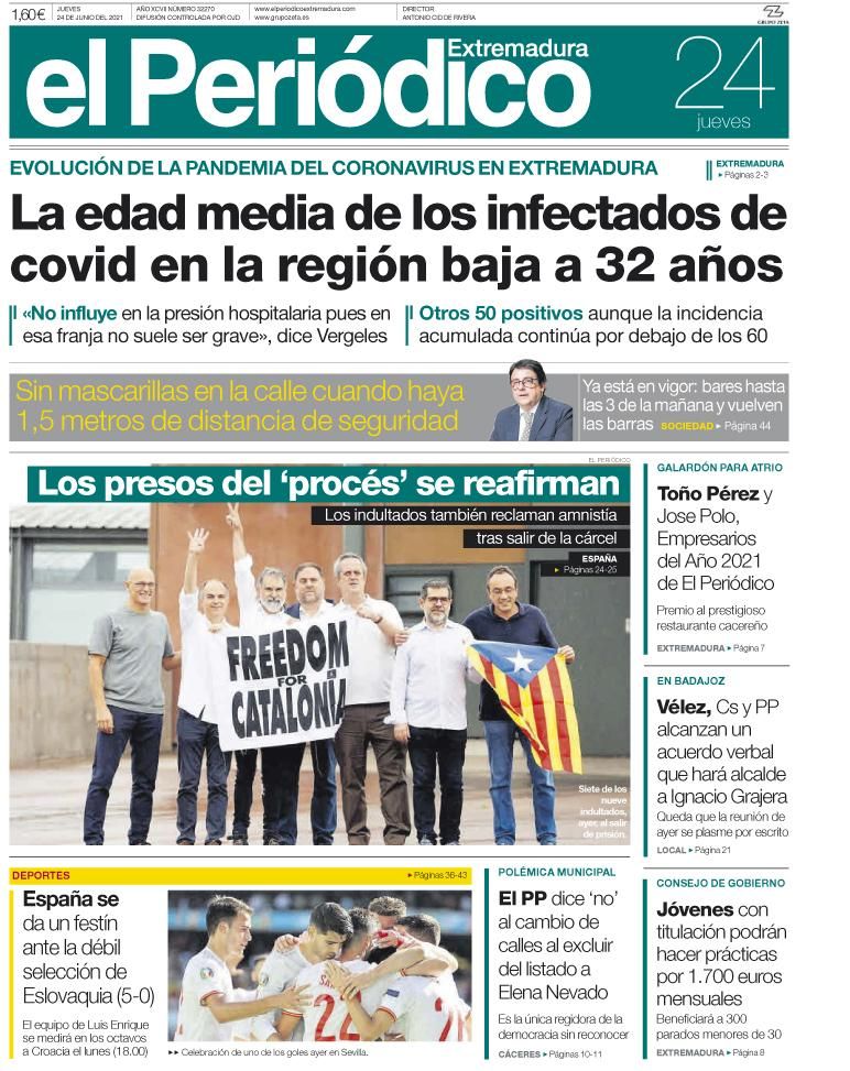 Consulta la portada correspondiente al día 24 de junio del 2021