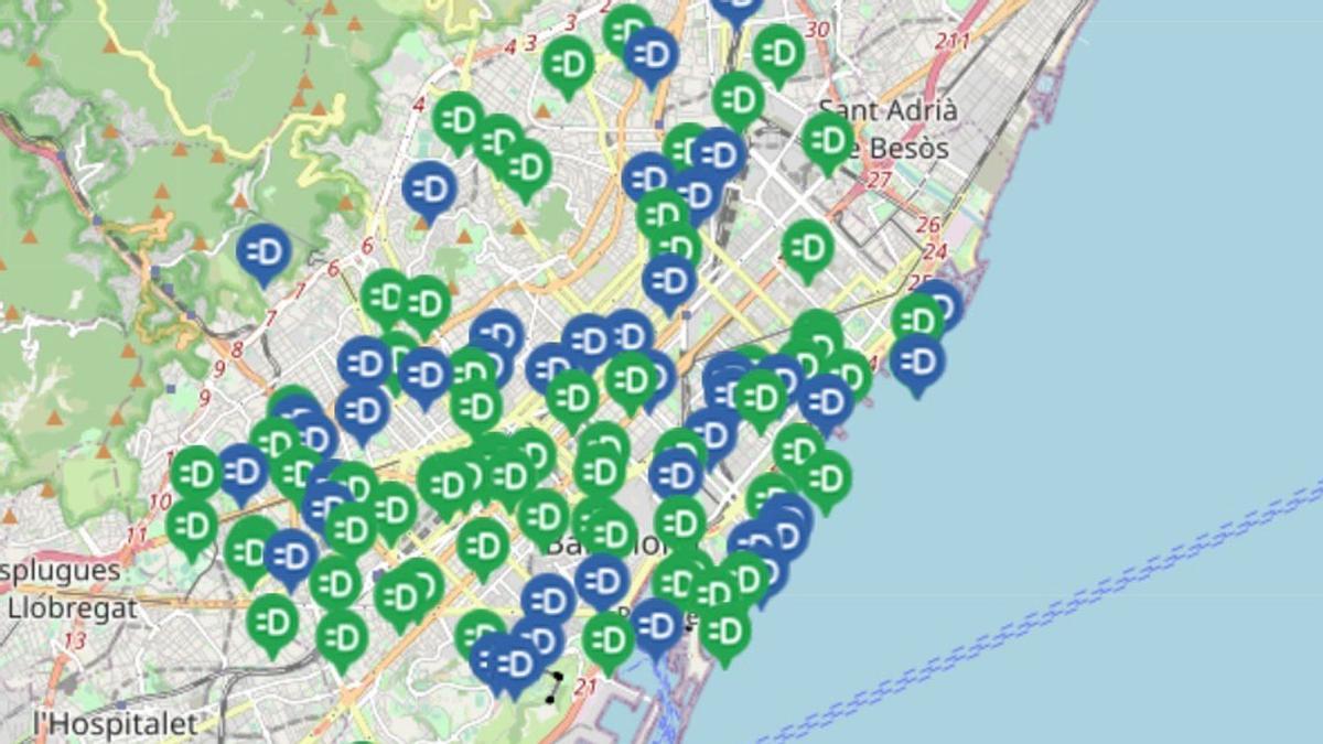 Mapa recarga coche eléctrico en Barcelona