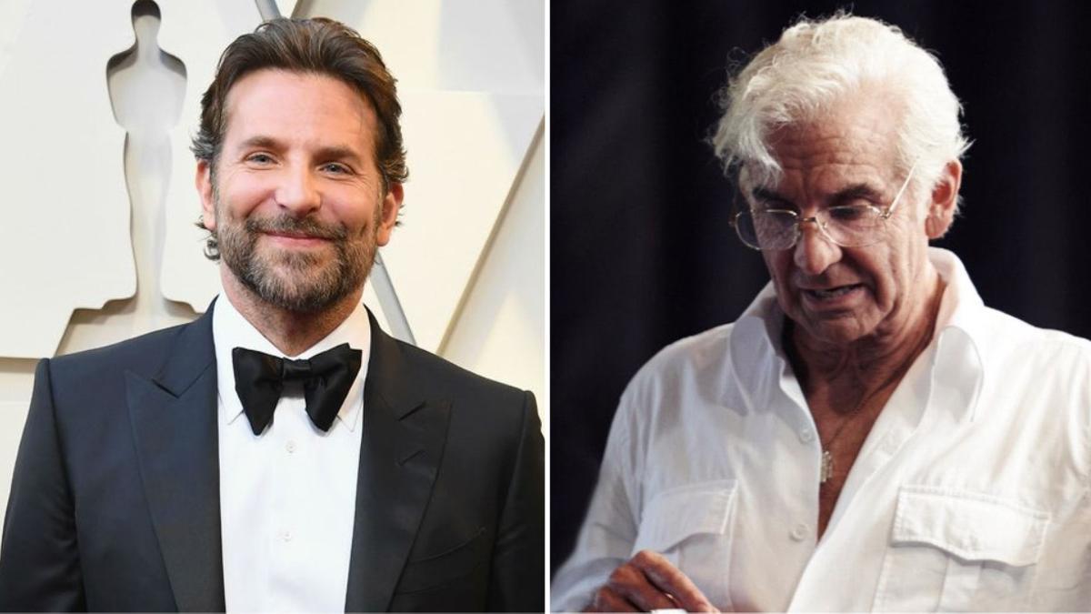 Bradley Cooper normal y caracterizado de Leonard Bernstein.