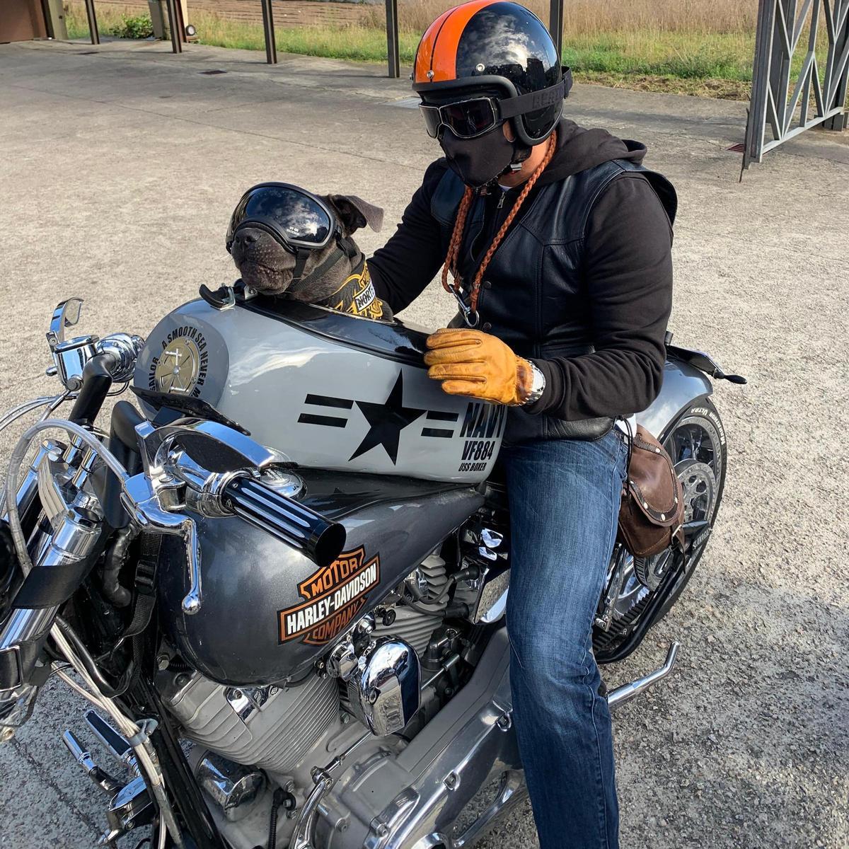 Sergio y Harley, un tándem viral sobre la 'Harley Davidson' del marinense.