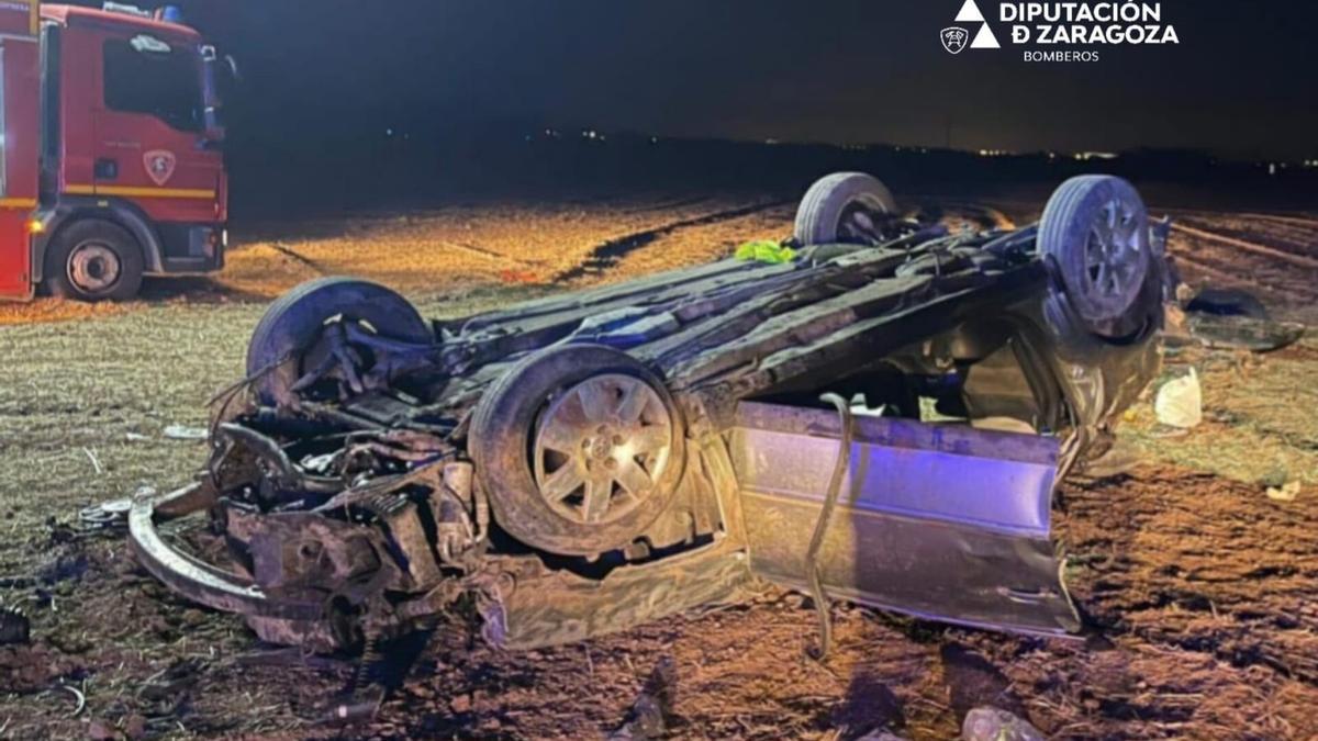 Estado del vehículo implicado el siniestro en Cabañas de Ebro (Zaragoza).