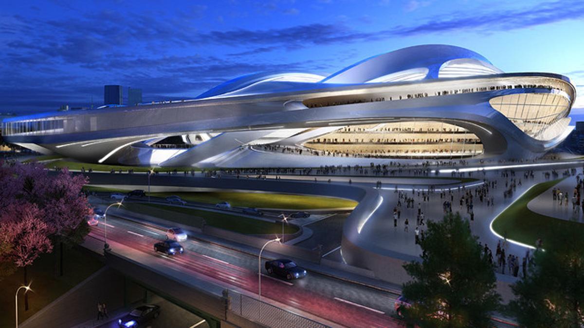 Imagen virtual del nuevo estadio olímpico de Tokio, que finalmente no se construirá