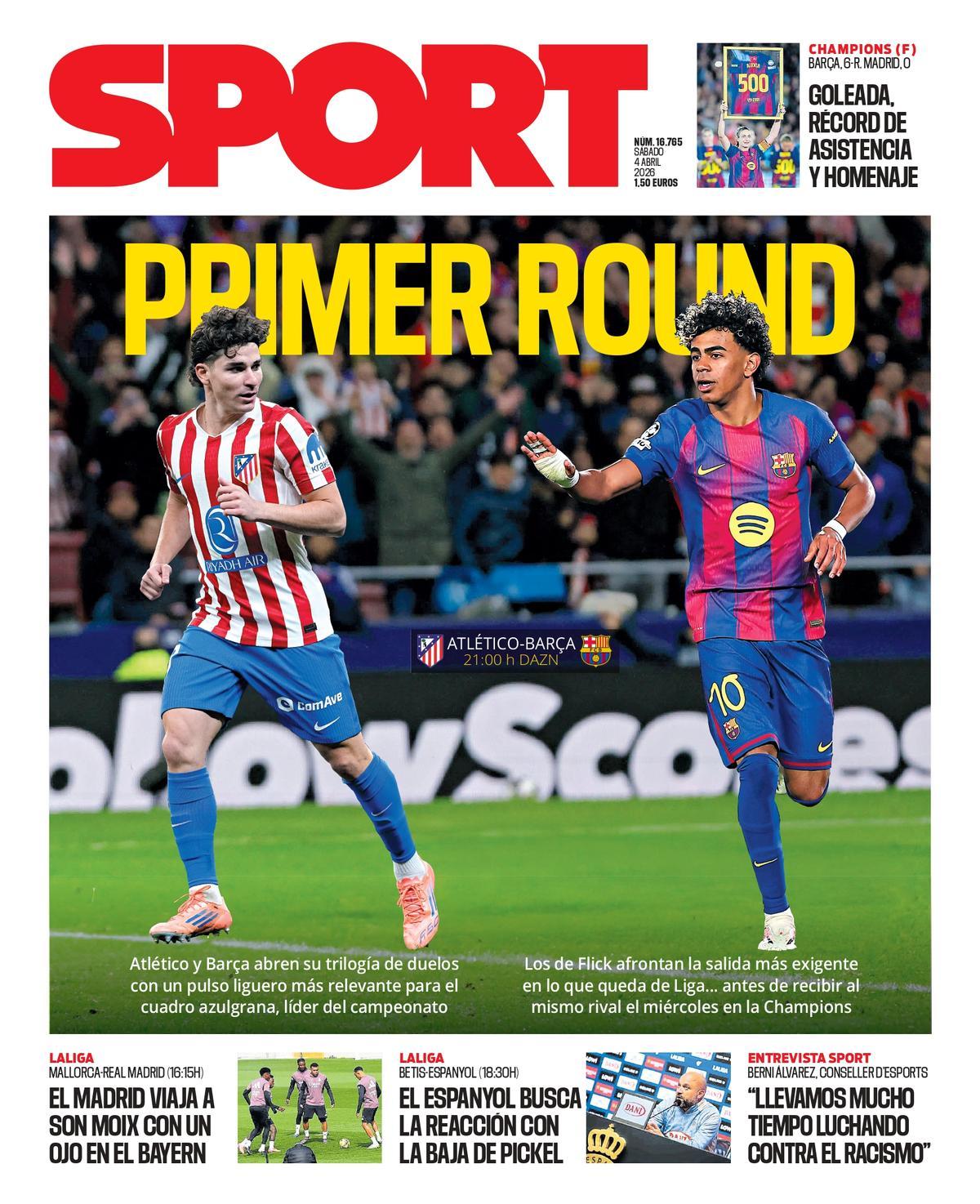 Esta es la portada de SPORT de hoy sábado, 4 de abril de 2026