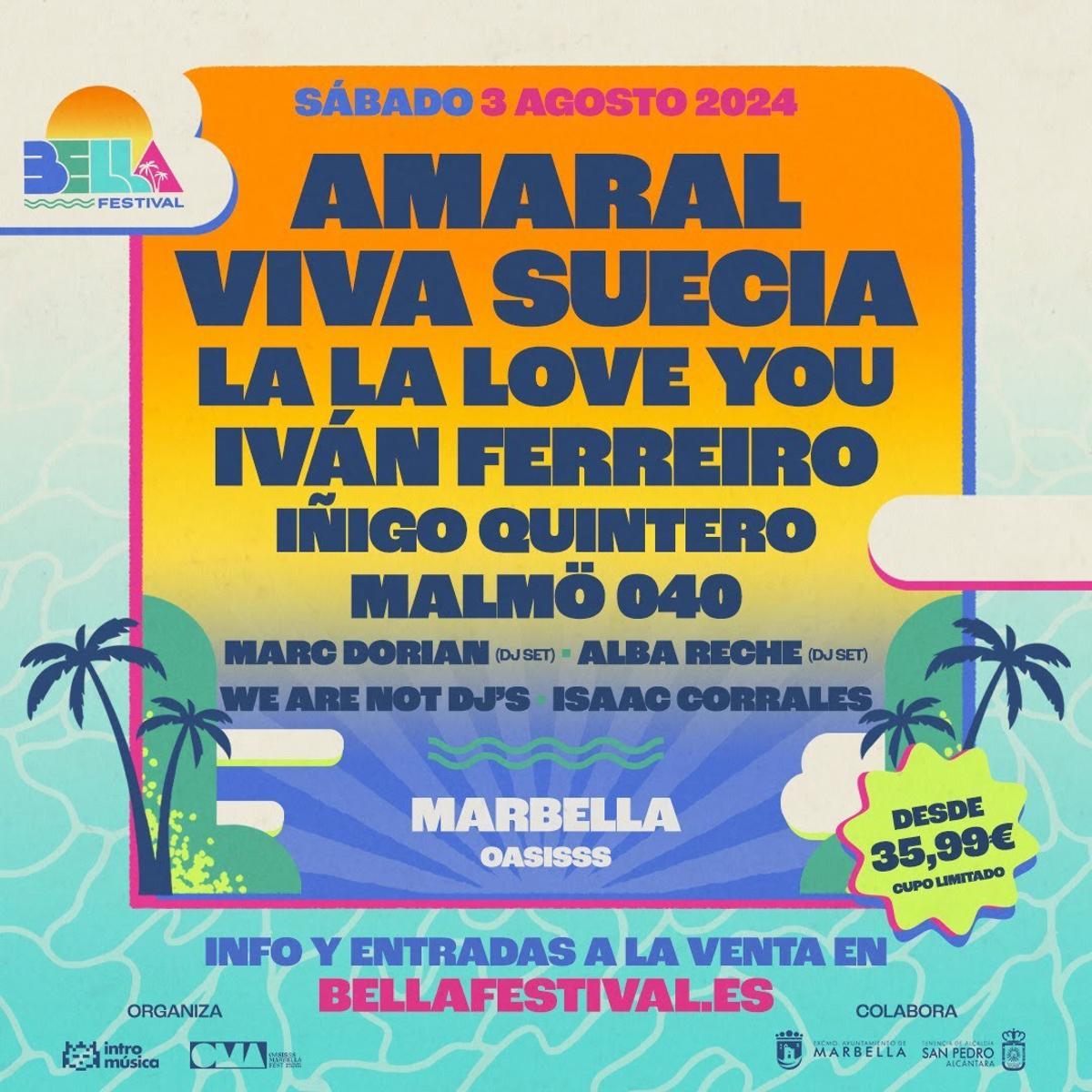 Cartel de la segunda edición de Bella Festival, que tendrá lugar en San Pedro de Alcántara.
