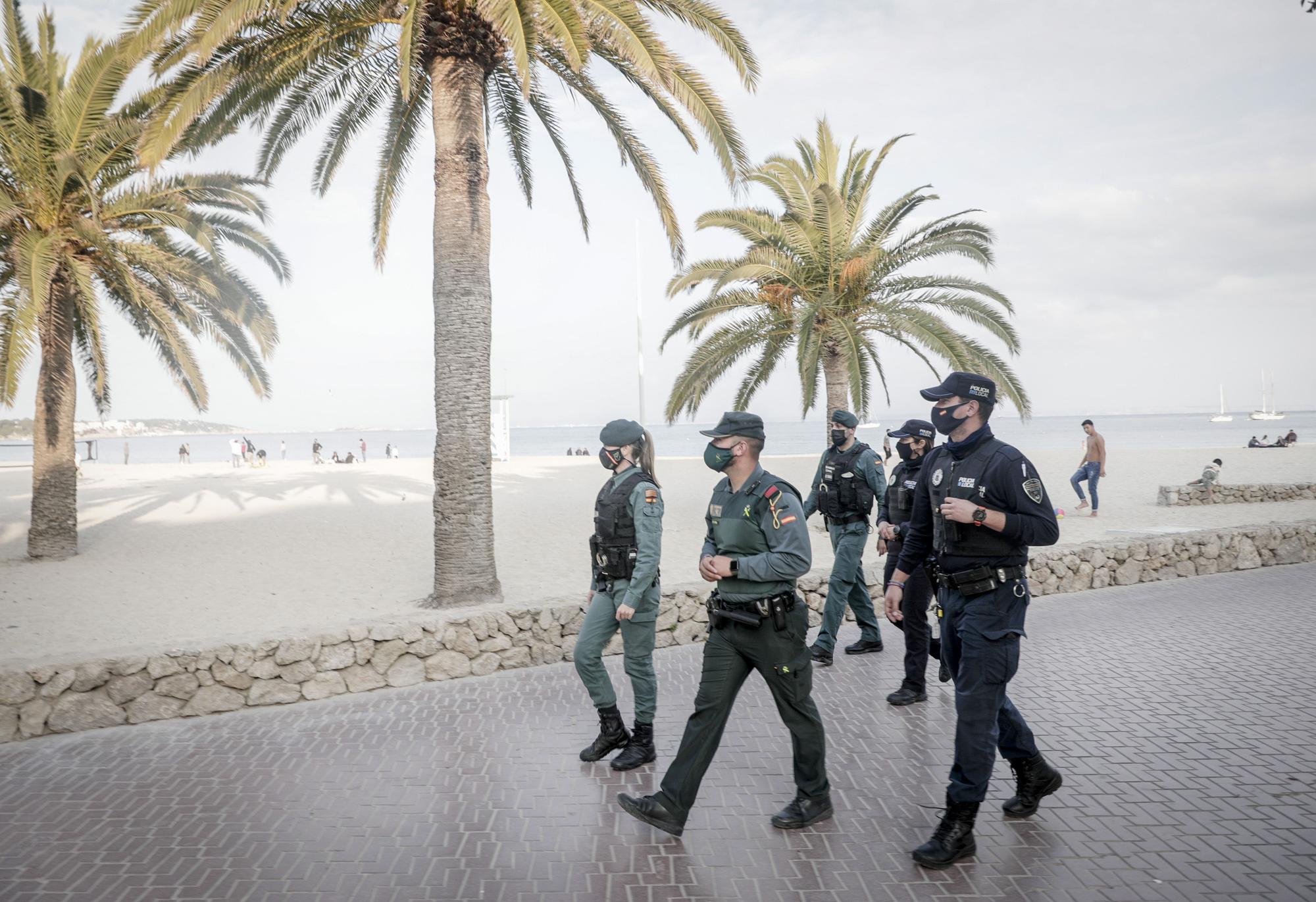 Desescalada de la tercera ola del coronavirus en Mallorca: Policía y Guardia Civil intensifican los controles en playas, bares y carreteras