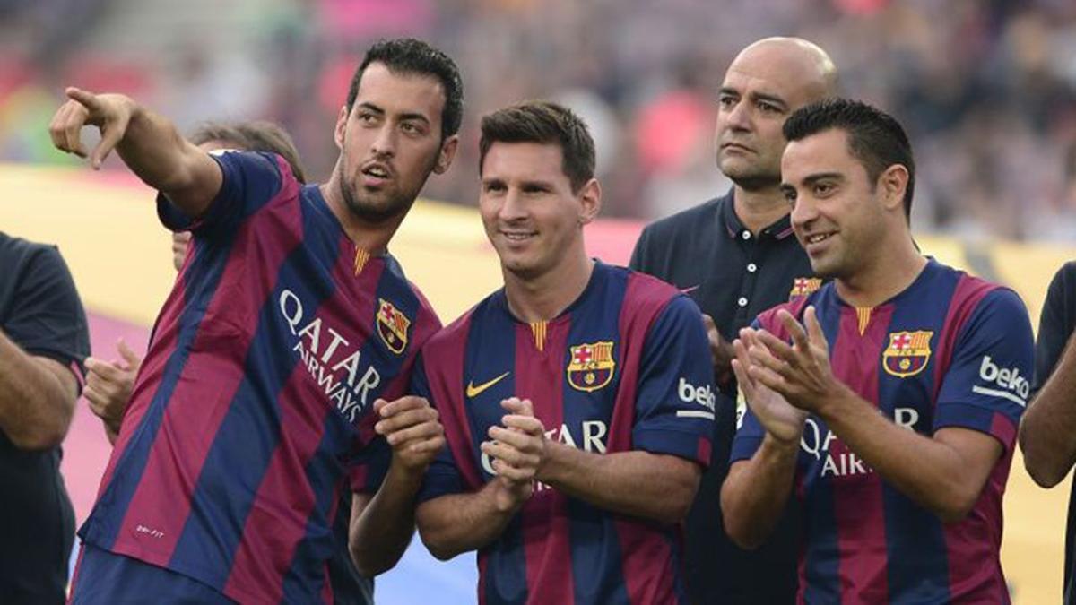 Sergio Busquets, Leo Messi y Xavi Hernández, durante su etapa como jugadores en el FC Barcelona.