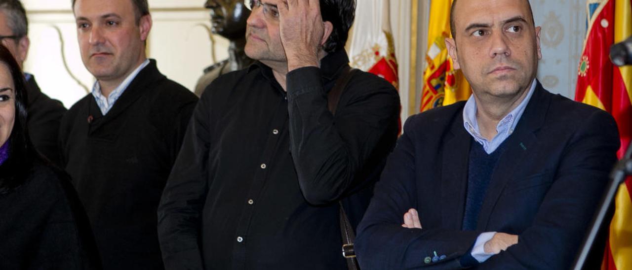 Bellido (Compromís), Pavón (Guanyar) y Echávarri (PSOE), en una imagen de archivo.