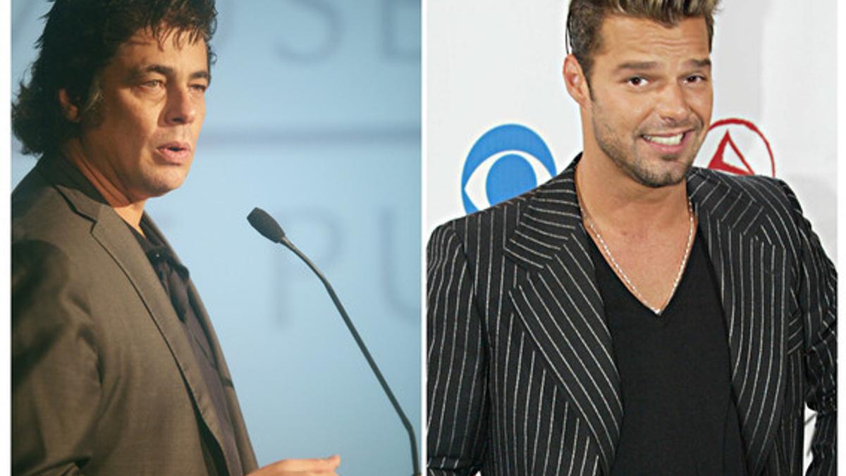 Benicio del Toro y Ricky Martin, en fotos de archivo.