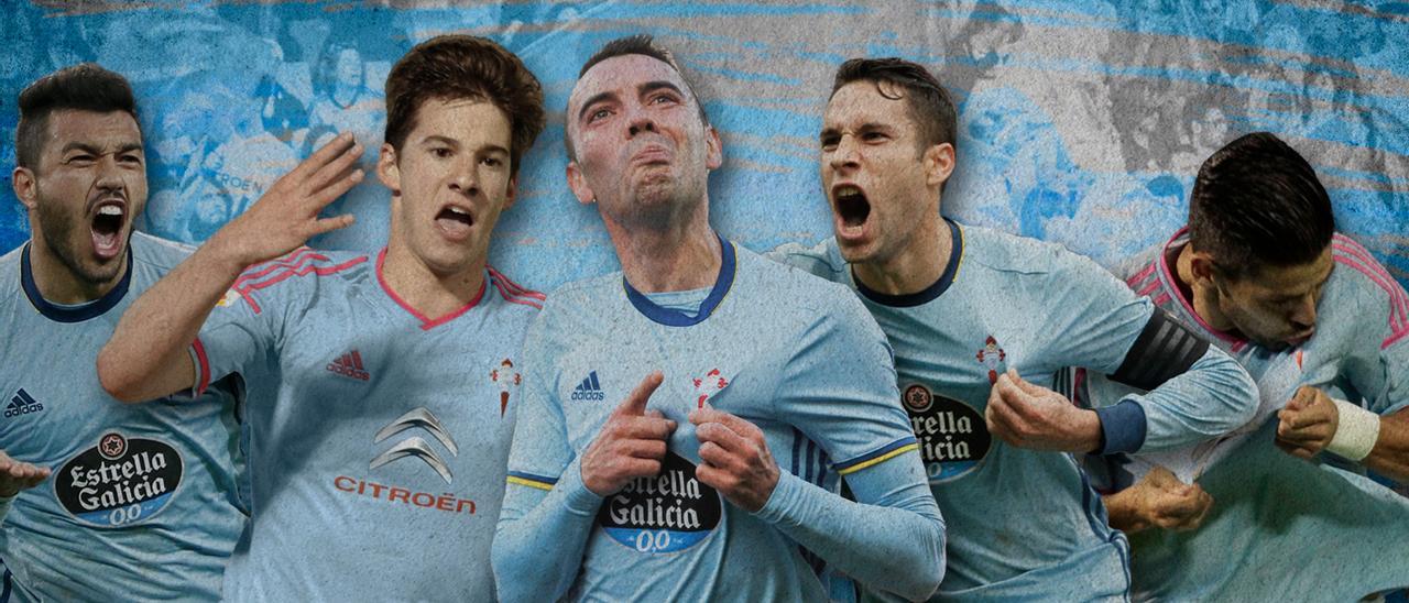 Cabral, Santi Mina, Iago Aspas, Hugo Mallo y Nolito.