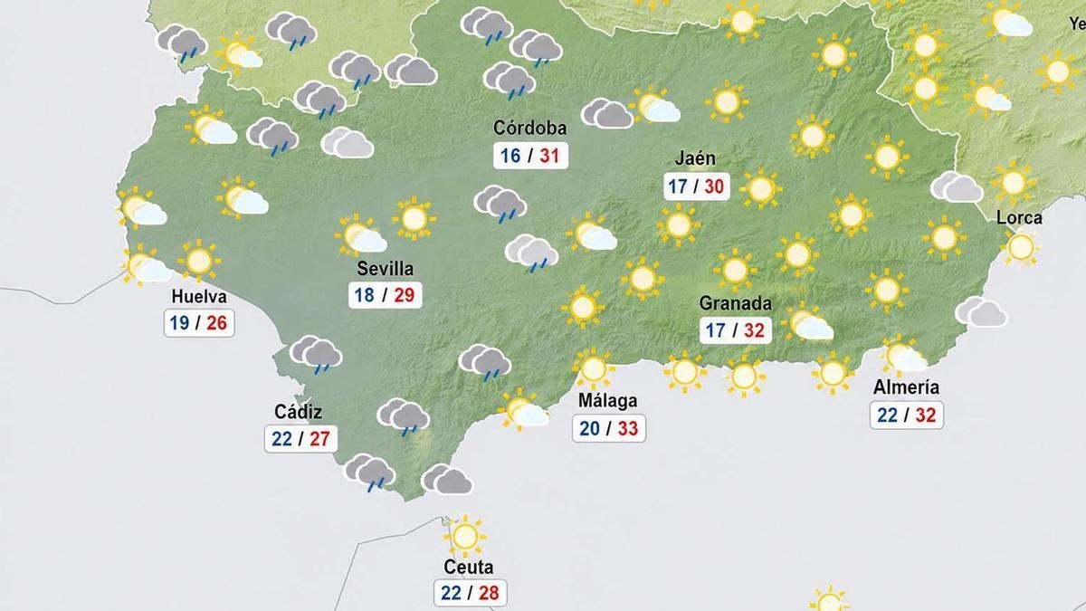 Mapa del tiempo del lunes 24 de agosto.