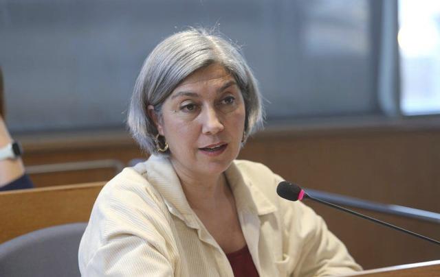 Victoria Portas interviene en un pleno de Cangas. |