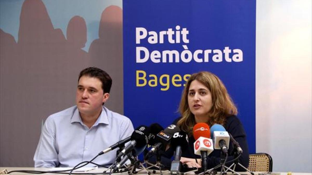 David Bonvehí y la coordinadora general del PDECat, Marta Pascal, ayer en la rueda de prensa.