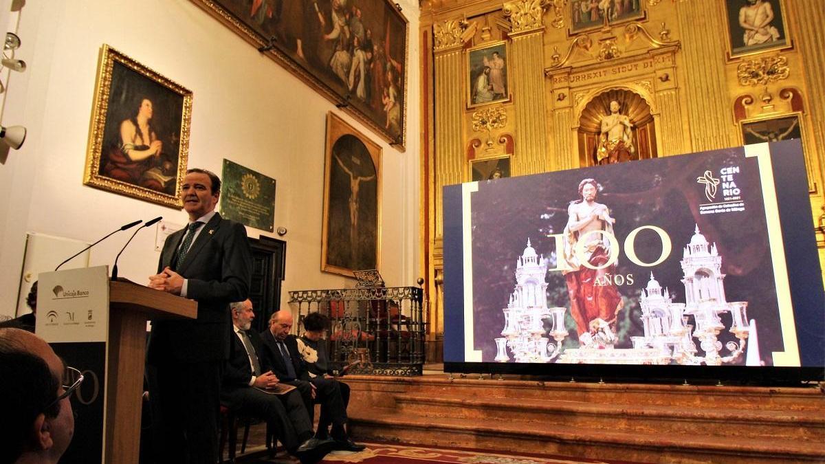 El presidente de la Agrupación, Pablo Atencia, interviene el pasado mes de enero en la presentación del Centenario.