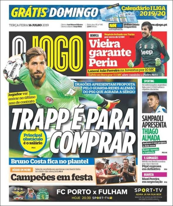 Portada O JOGO martes 16 julio 2019