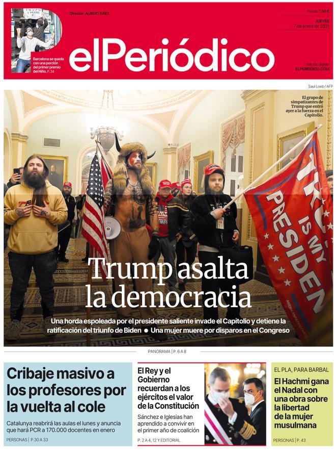 La portada d’EL PERIÓDICO del 7 de gener del 2021