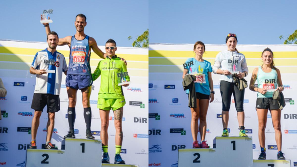 Los podios, masculino y femenino, de la 8a Cursa DiR-Mossos d'Esquadra