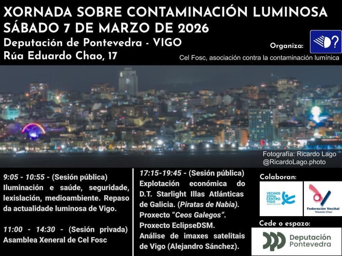 Programa de las jornadas sobre contaminación lumínica en Vigo