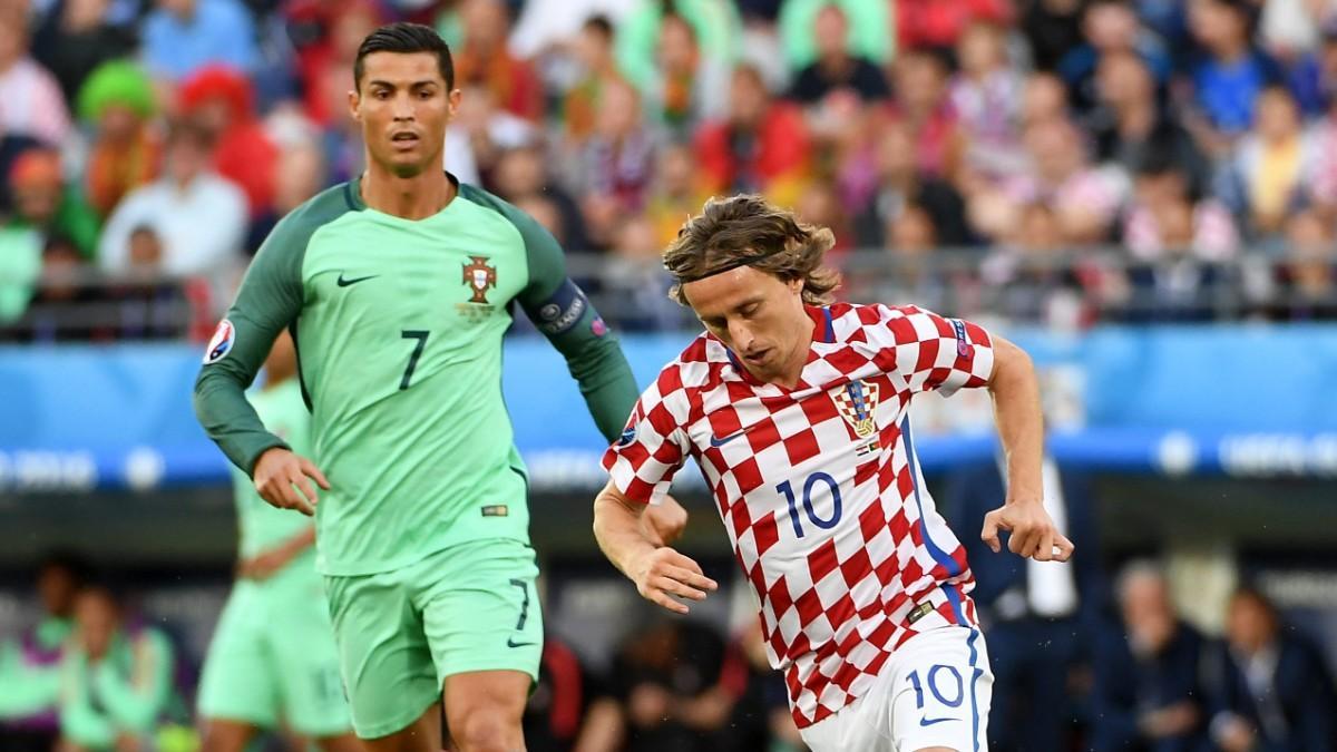 Cristiano y Modric, durante un partido entre Portugal y Croacia